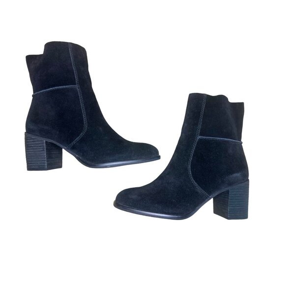 Frye & Co Phoebe Suede Leather Boots Size 8 Black Ankle 70s Retro Preppy Western - Picture 9 of 16